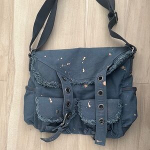 Free People Distressed Blue Shoulder Bag